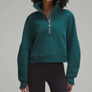 Lululemon 1/2 Zip Scuba Funnel Neck STORM TEAL M/L Gold Zipper